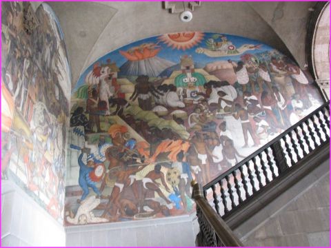 Belle fresque dans le Palacio Nacional sur le Zocalo  Mexico City