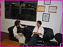 Avec Lourdes, la charmante biblioth�caire de l'Alliance Fran�aise de Guadalajara, en attendant une interview radio