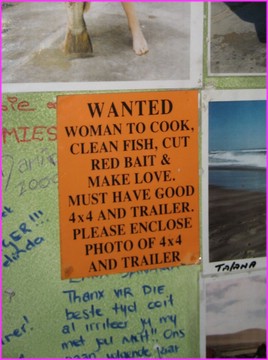 Qui c'est qui a mis cette annonce sur le mur du meilleur restau Fish and Chips de Henties Bay ? 