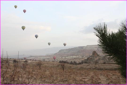 Les ballons s'en vont voir la Cappadoce d'en haut au petit matin